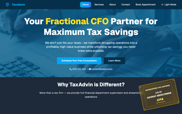 TaxAdvin website screenshot